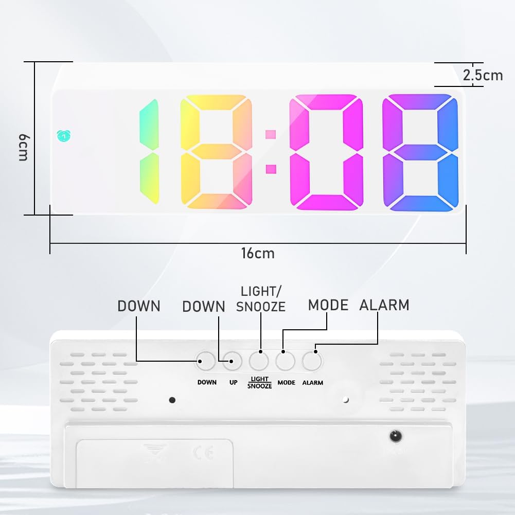 Sveglia Da Comodino Digitale Luminosa LED Orologio Bianco
