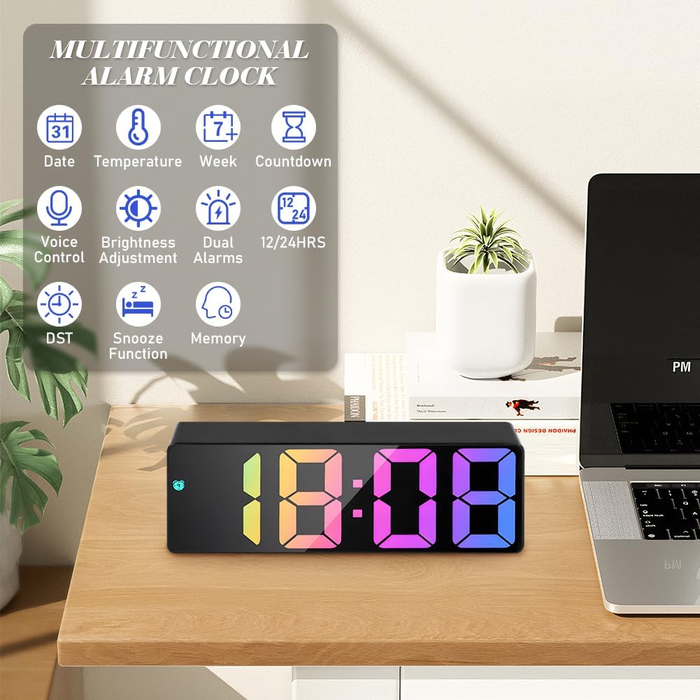 Sveglia Da Comodino Digitale Luminosa LED Orologio Nero