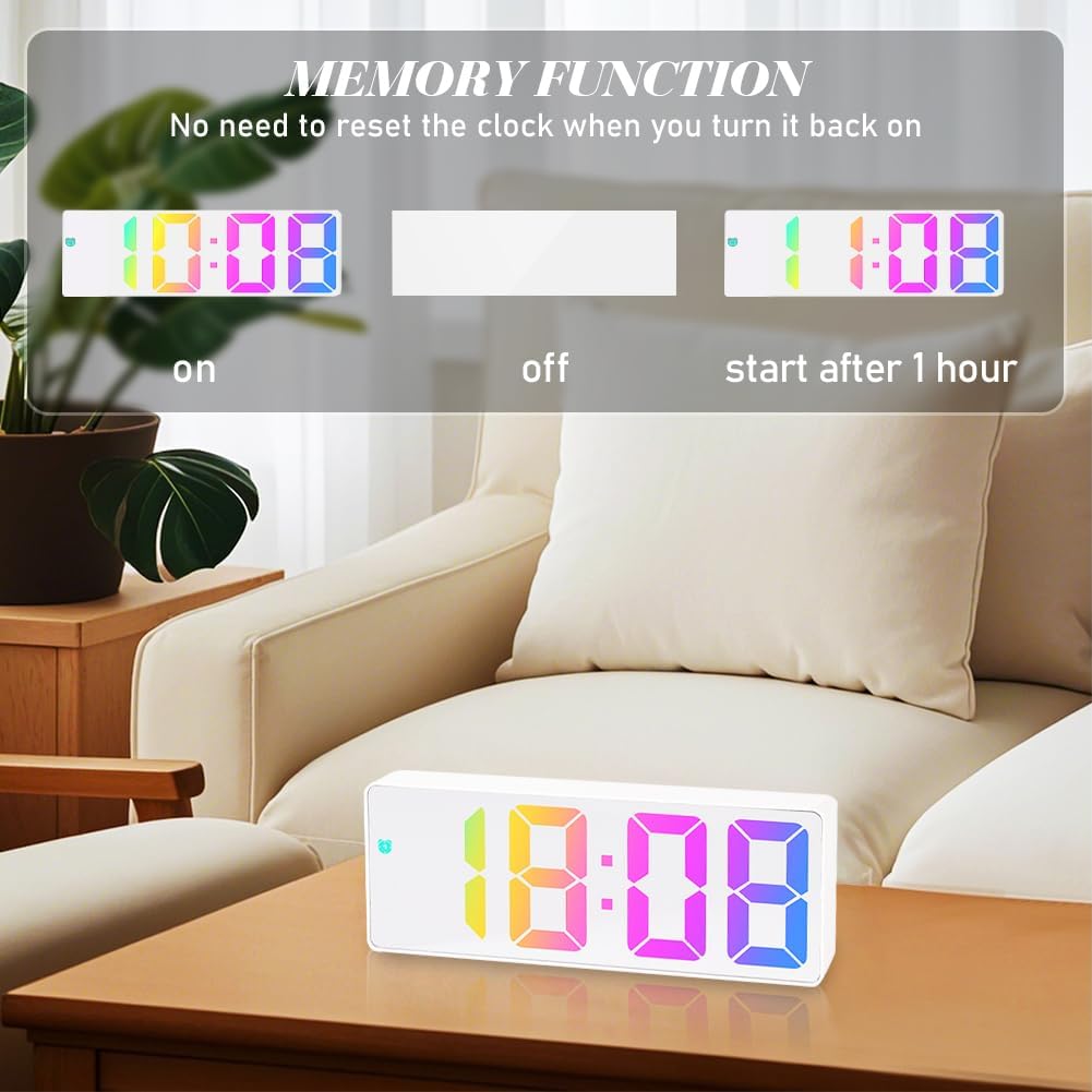 Sveglia Da Comodino Digitale Luminosa LED Orologio Bianco