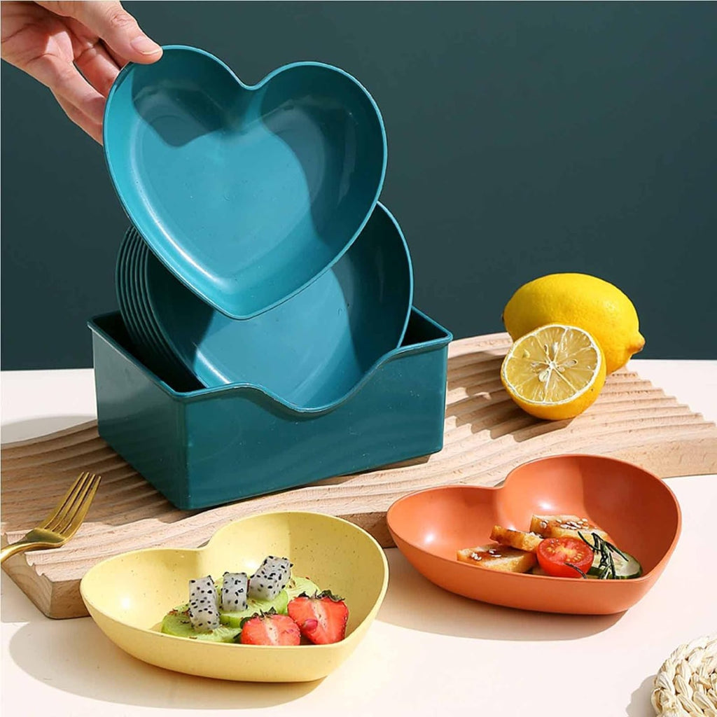 Set 10 Piatti Piatto Forma Di Cuore Riutilizzabili Multifunzione Plastica Cucina