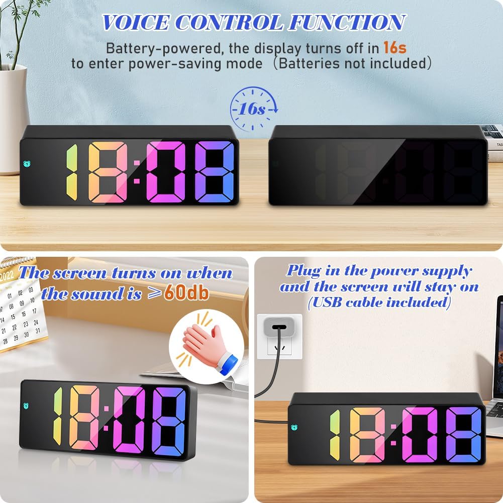 Sveglia Da Comodino Digitale Luminosa LED Orologio Nero