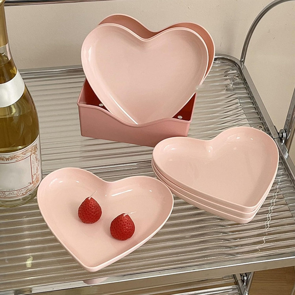 Set 10 Piatti Piatto Forma Di Cuore Riutilizzabili Multifunzione Plastica Cucina