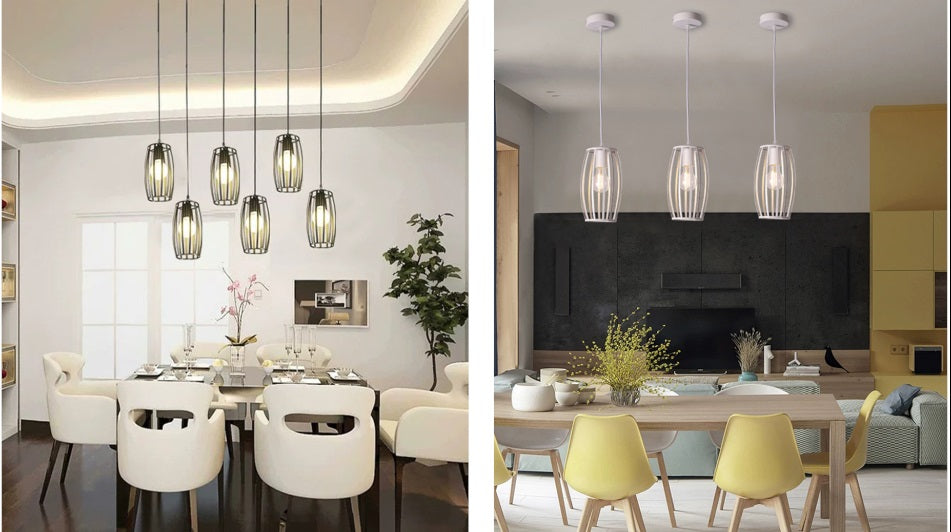 Lampadario Soffitto E27 Di Forma Ovale Nero Bianco Portalampada Sospensione A34