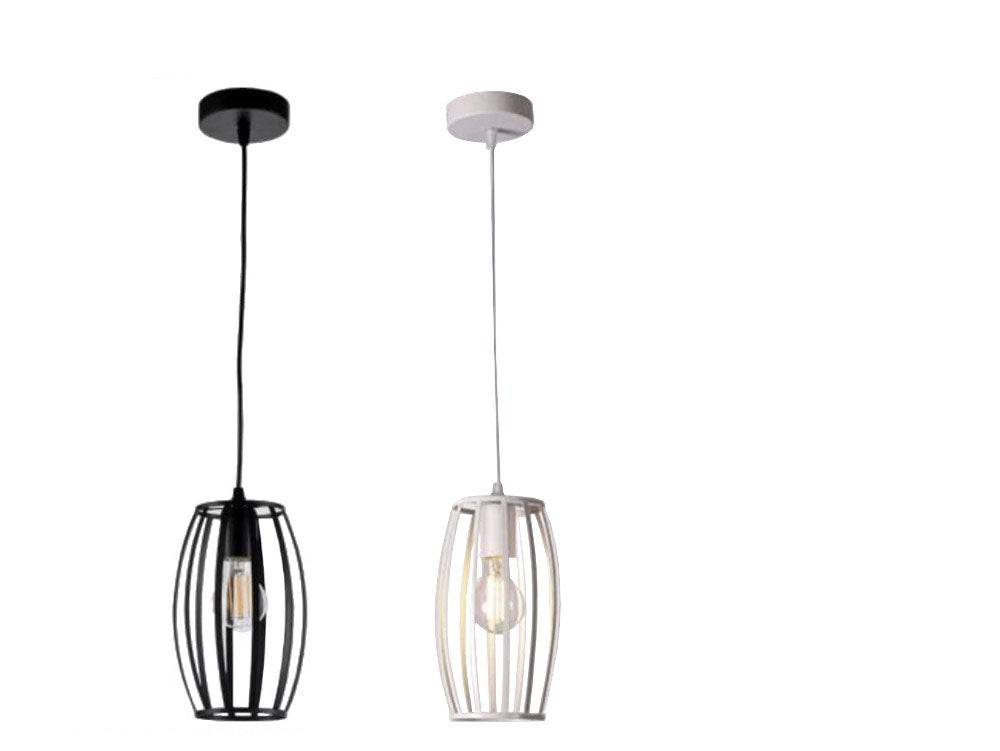Lampadario Soffitto E27 Di Forma Ovale Nero Bianco Portalampada Sospensione A34