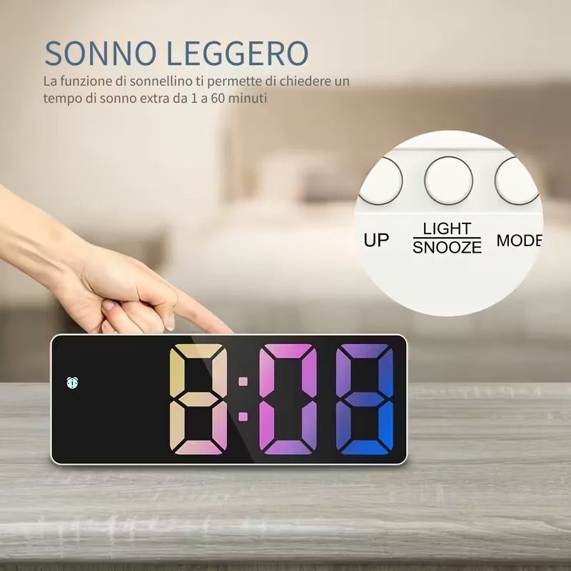 Sveglia Da Comodino Digitale Luminosa LED Orologio Nero